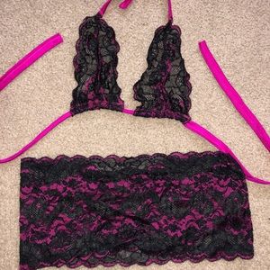 Sexy lace skirt bikini set